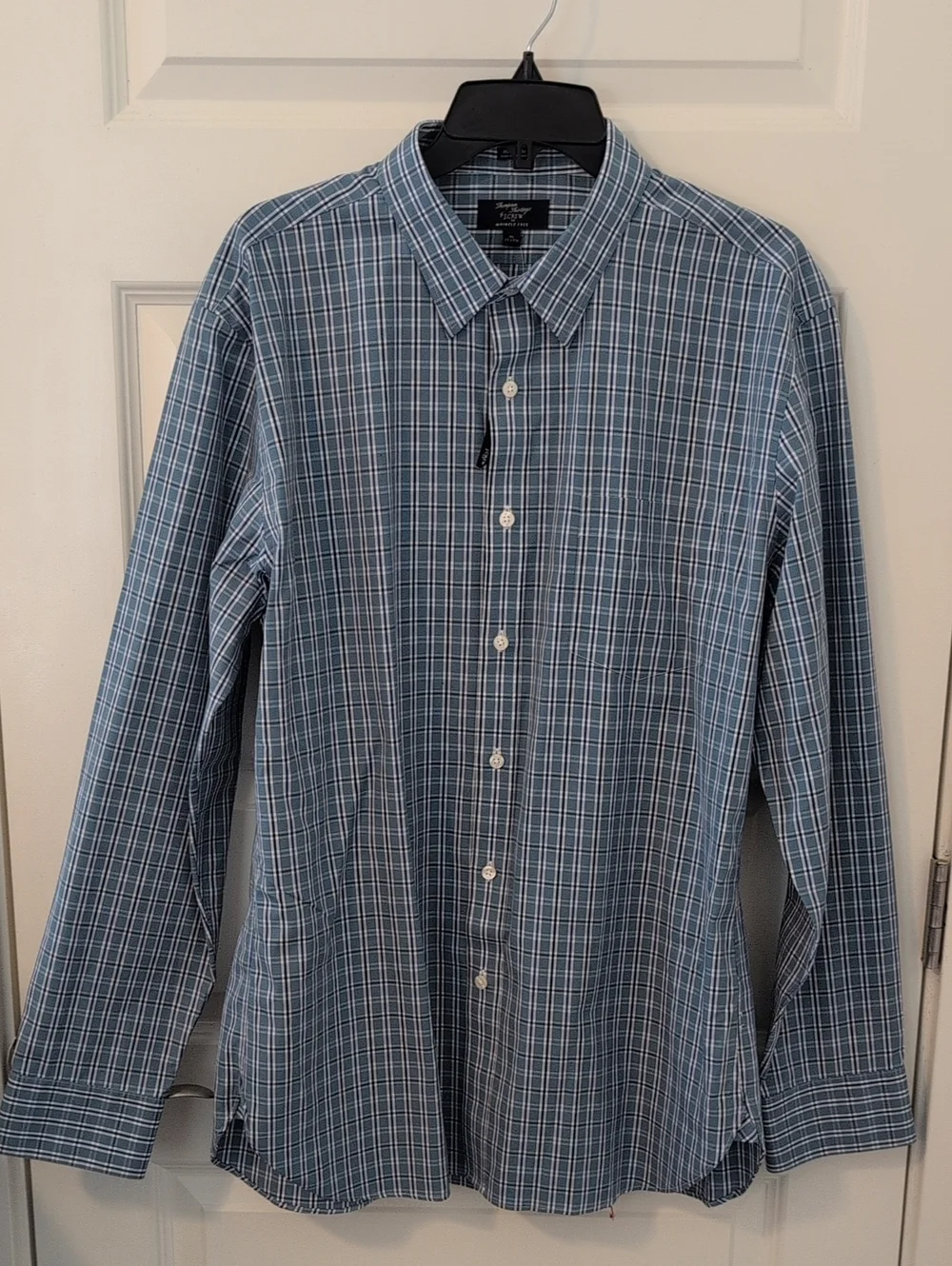 J CREW Factory Thompson Shirtings Blue Plaid Button Down Shirt Size XL 17 - 17.5